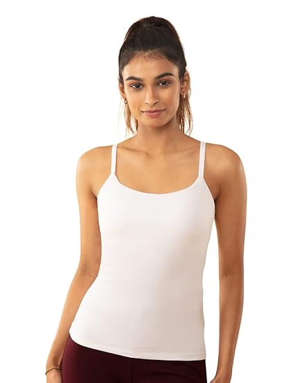NYKD Cotton Everyday Bramisole for Women In-Built Bra, Padded & Moulded Cups, Adjustable Straps – NYC003